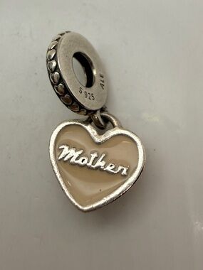Pandora Mother Heart Dangle Charm Cream Enamel CZ 792072EN40 ALE